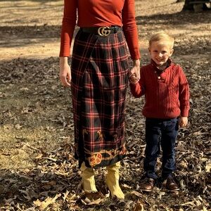 Vintage 1980's/90's faux wrap equestrian horse horses plaid skirt